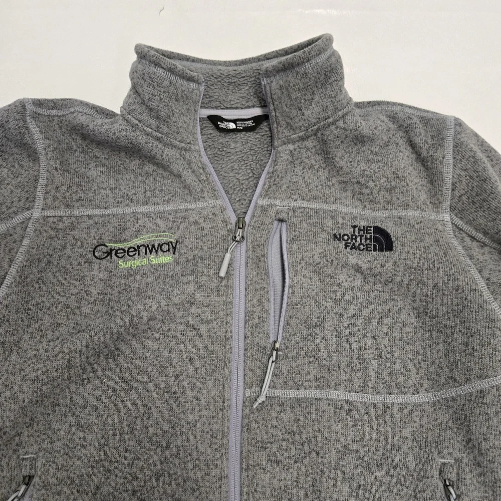 The North Face Heather Gray Pullover Fleece Lined Sweater Jacket Men's Medium‎